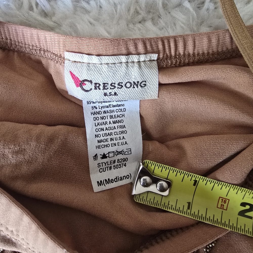 CRESSONG Brown Women's Top Embellished Size Medium Y2k - Picture 5 of 7